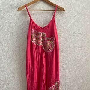 INC International Concepts Coral Heat Asymmetrical Dress Beaded Sequins NWT M